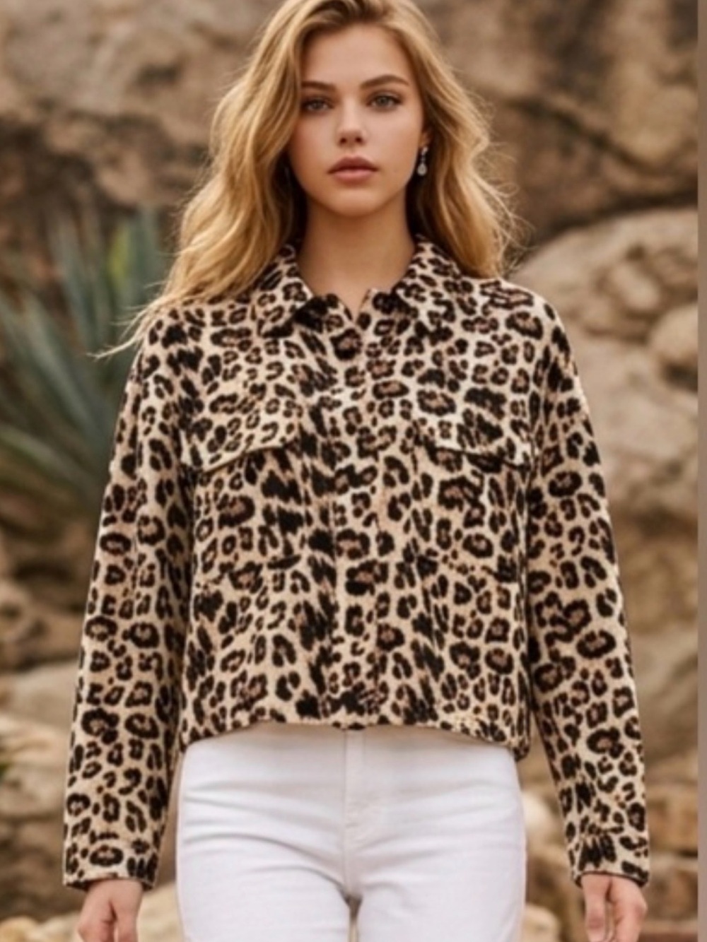 Zara Leopard Print Jacket in Beige and Black